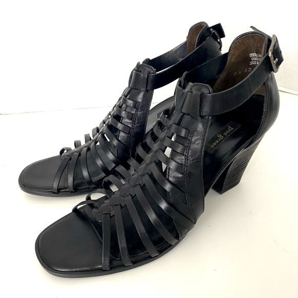 PAUL GREEN Christy Sandal Caged Ankle Strap Open Toe Black Strappy 6.5 UK 9 US - Picture 5 of 11